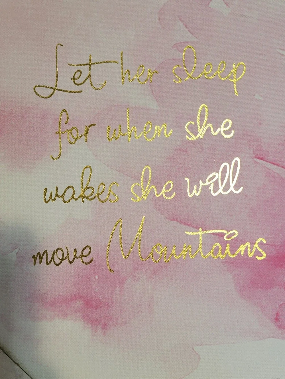 New Pink Watercolor Wall Art with Gold Script - Home Wall Decor